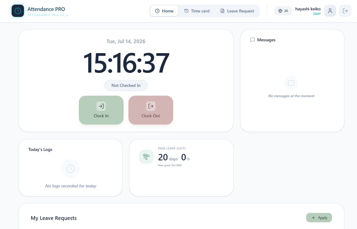 TimeBaseの勤怠管理ダッシュボード